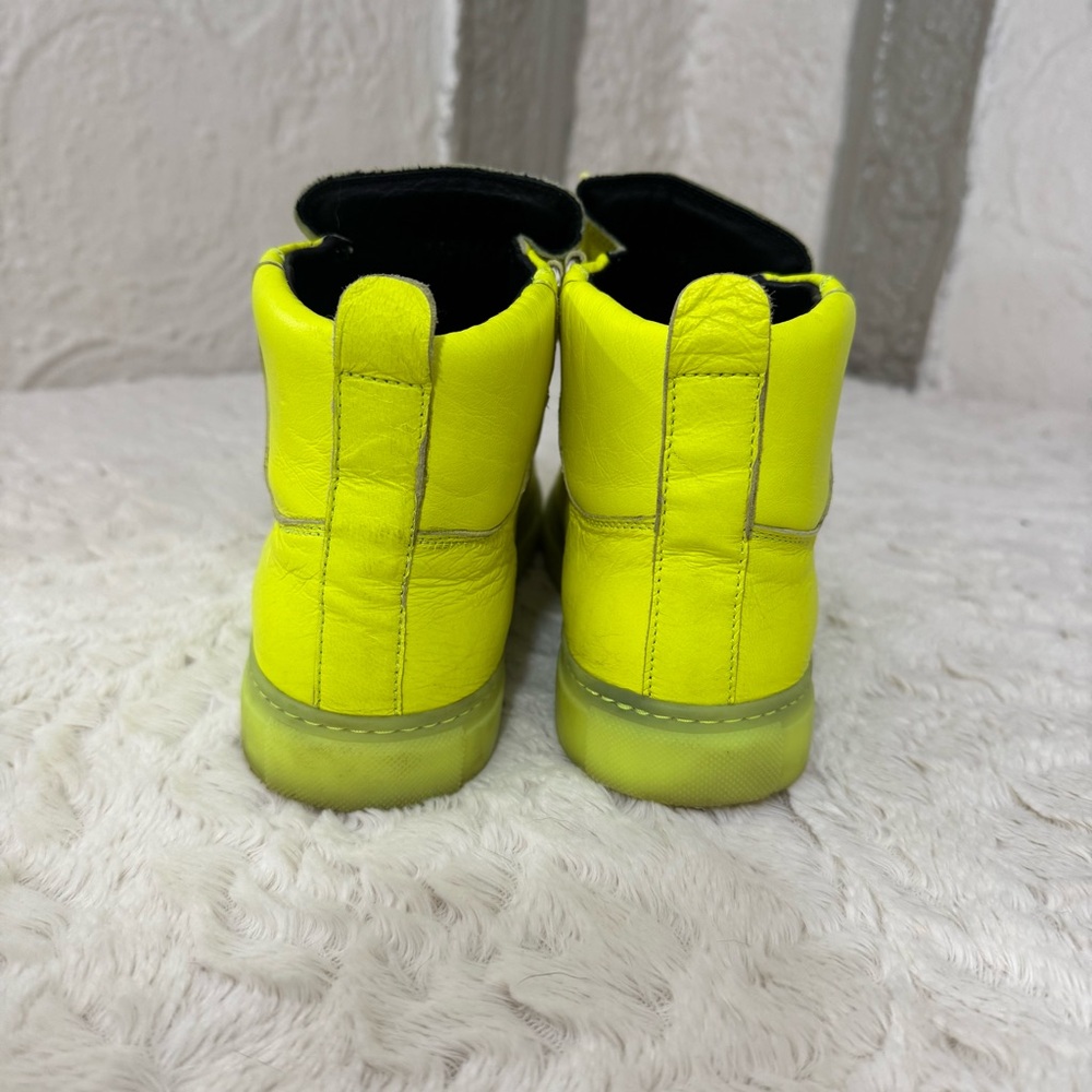 Balenciaga Arena Leather High Neon Sneakers Yellow 433296 Size 38 - Picture 4 of 12
